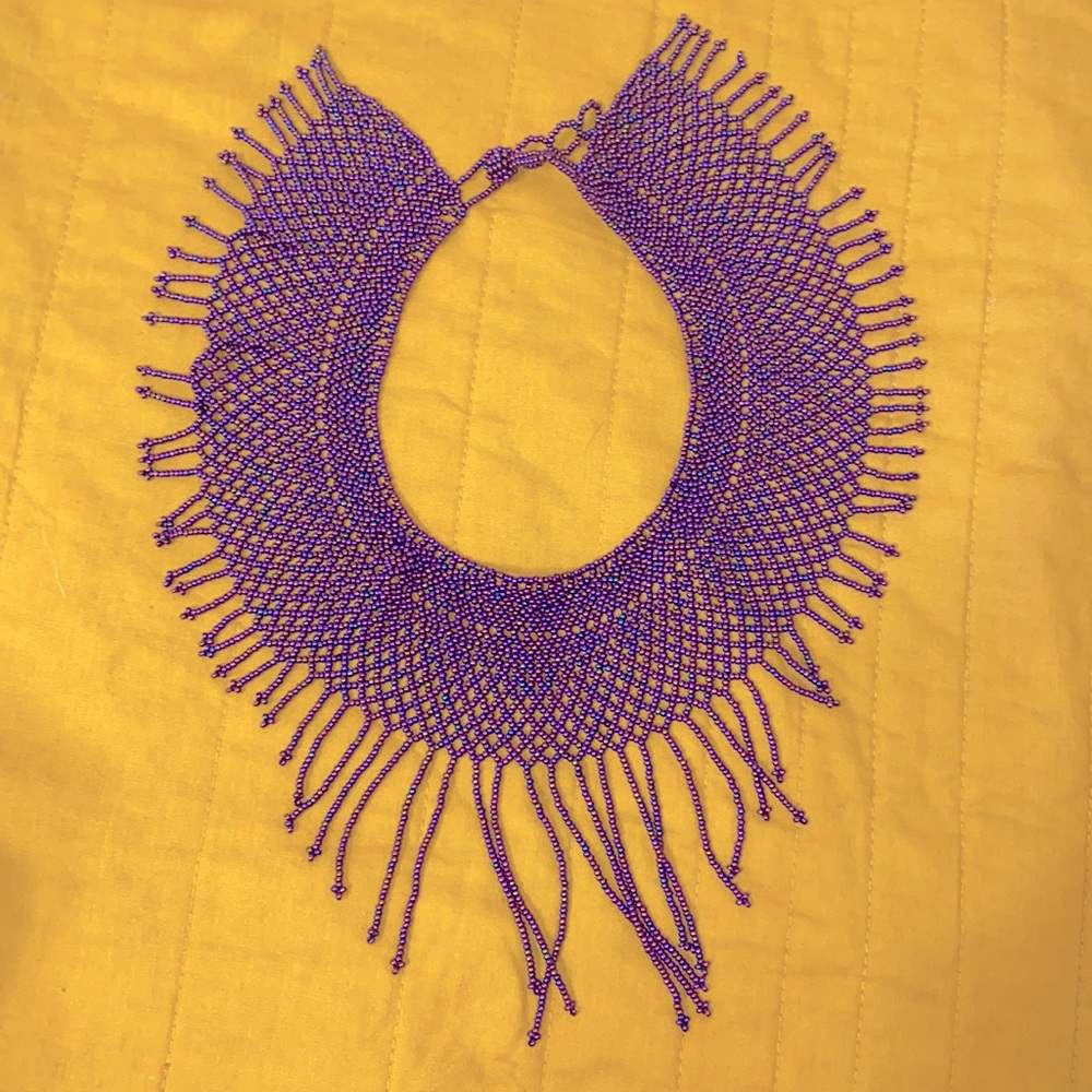 HANDMADE Purple beaded necklace